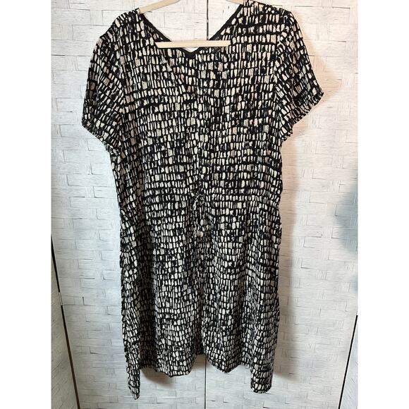 Eileen Fisher Printed Silk Drawstring Dress  Seraglio Capsule Classic Black - Picture 1 of 10